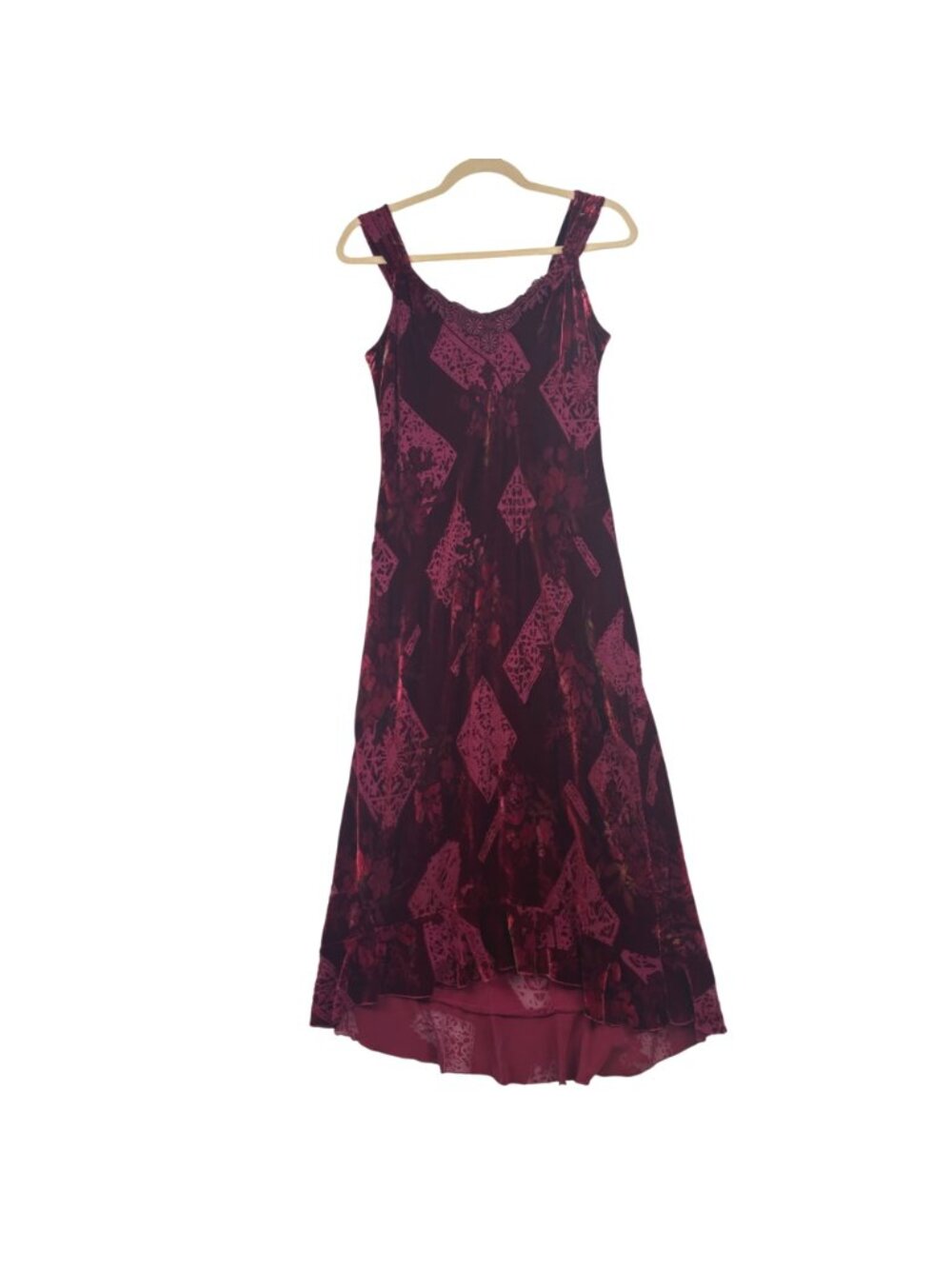Jonathan Martin Studio 12 Velvet Sleeveless Burgundy Floral Dress Whimsigoth Y2K - Picture 3 of 14